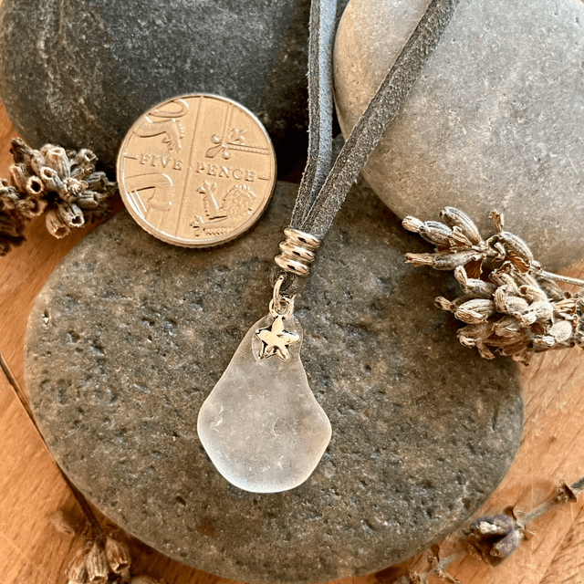 Cornish Sea Glass & Silver Star Pendant
